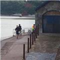 Ignorant cyclist, Dawlish sea wall after new signs and barrier go up!