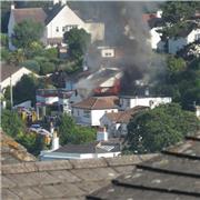 Roof fire in house on Coryton Close 18:50 hrs