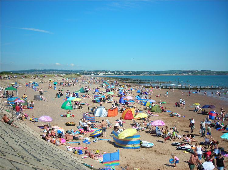 Tourists on Dawlish Warren Beach